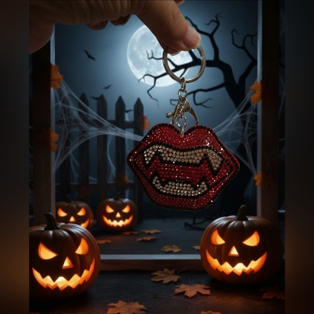 Halloween Vampire Bling Bag Charm Or Key Ring